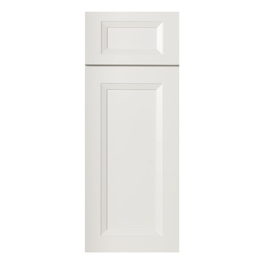 Lanier Pearl White cabinet door sample with a beveled inner frame